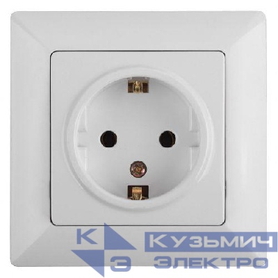 Розетка 1-м СП Solo 4-202-01 16А 250В IP20 2P+E Schuko с заземл. бел. Intro Б0053649