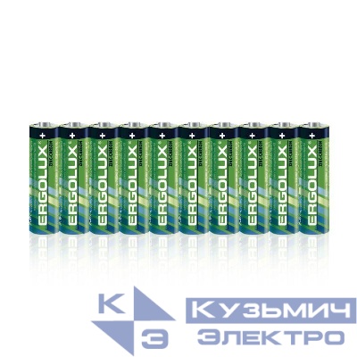 Элемент питания солевой R 6 SR10 пальчиковая батарейка AA 1.5В (уп.10шт) Ergolux 15120