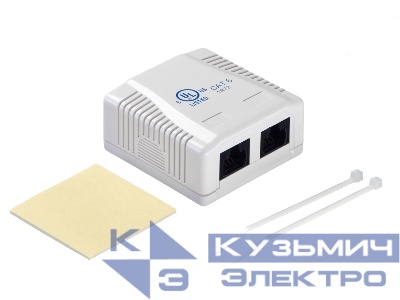 Розетка компьютерная внешняя на плате 2xRJ45, неэкран, cat.6, 110/Krone тип (Dual IDC) белая, NETKO Expert CKC