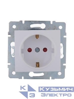 Розетка 1-м СП Karina с заземл. защ. шторки керамика механизм бел. LEZARD 707-0288-124