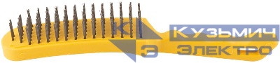 Корщетка стальная пластиковая ручка 275мм 6-ти рядная желт. FIT 38440