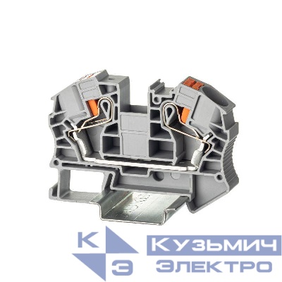 Клемма проходная зажим push-in 2 точки подключения 16кв.мм сер. DKC VPR-16-GY