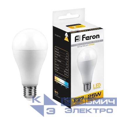 Лампа светодиодная LB-100 25Вт A65 грушевидная 2700К E27 230В FERON 25790