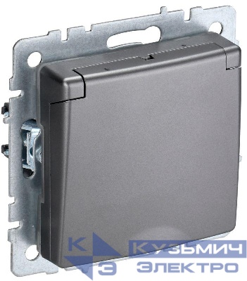 Розетка BRITE РСбш10-3-БрС 16А IP20 с заземл. защ. шторки с крышкой механизм сталь IEK BR-R16-16-K46