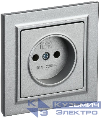 Розетка СП BRITE РСР10-1-0-БрА 10А в сборе без заземл. без защ. шторок алюм. IEK BR-R10-10-K47-F