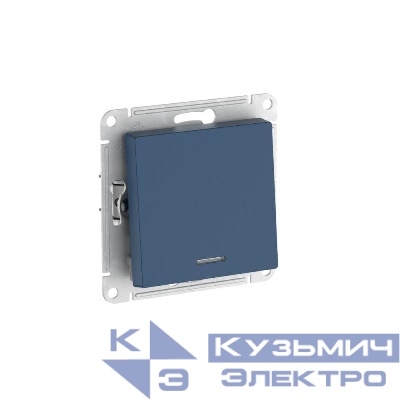 Выключатель 1-кл. AtlasDesign (сх. 1а) 10AX с подсветкой быстрозажим. клем. механизм аквамарин SE ATN001113S