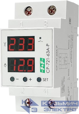 Реле напряжения с контролем тока и мощности CP-721-63A-P 1ф 1НО 63А 90..450В TrueRMS. F&F EA04.009.027