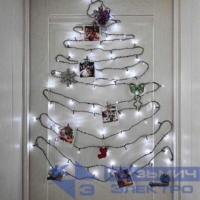 Гирлянда светодиодная "Твинкл Лайт" 10м 80LED бел. 5.7Вт 220-240В IP20 с контроллером 8 режимов провод ПВХ темн. зел. Neon-Night 303-045