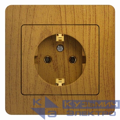 Розетка 1-м СП Glossa 16А IP20 с заземл. в сборе дерево дуб SE GSL000542