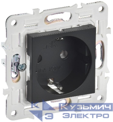 Розетка SKANDY 16А с заземл. без защ. шторок SK-R05Bl черн. IEK SK-R11-16-K02