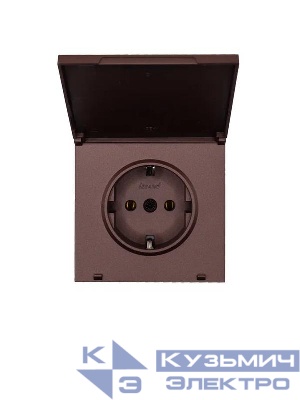 Розетка 1-мест. с/з с крышкой ПБТ СП ZIMA IP20 16А безвинт. зажим шоколад LEZARD 704-7388-123BQC