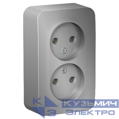 Розетка 2-м ОП Blanca 16А IP20 250В без заземл. без защ. шторок с изолир. пластиной алюм. SE BLNRA000213