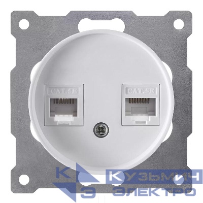 Розетка компьютерная 2-м СП Florence RJ45 кат.5E механизм бел. (1E20901300) OneKeyElectro 2172772