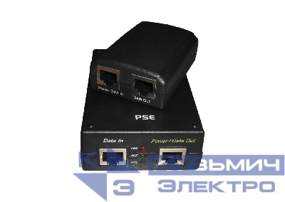 POE48B-01 PoE, комплект передатчик (PSE)+приемник (PD) с регулятором*, 48V 15W, кабель питания ЕВРО, тип1, черный, *выходное напряжение: 5V 1.5A/ 9V 1.5A/ 12V 1A РАСПРОДАЖА