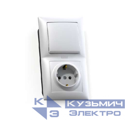 Блок СП БКВР-420 Селена (1-кл. выкл. и индик.+ розетка с заземл.) бел. Кунцево 8216