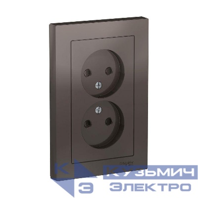Розетка 2-м СП AtlasDesign 16А IP20 без заземл. защ. шторки в сборе мокко SE ATN000622