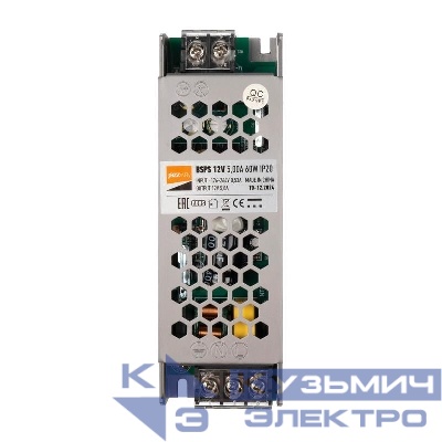 Блок питания для светодиод. ленты BSPS 60Вт 5А 12В IP20 метал. JazzWay 3329327A