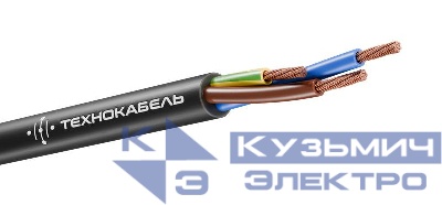 Провод ПВС 3х2.5 (2х2.5+1х2.5) 380В Ч (бухта) (м) Технокабель 00-00148760