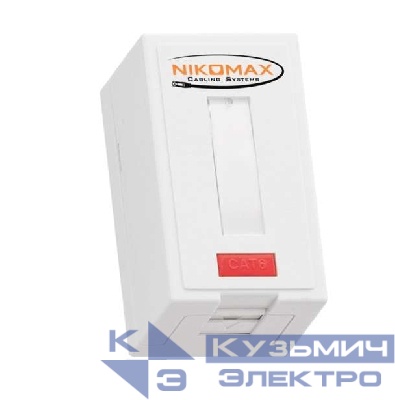 Розетка 1 порт кат.6 (класс E) 250МГц RJ45/8P8C FT-TOOL/110/KRONE T568A/B неэкран. со шторкой бел. NIKOMAX NMC-WO1UE2-FT-ST-WT