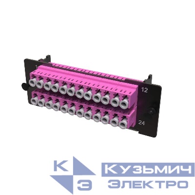 Планка адаптерная с установленными 12xLC Duplex адаптерами (цвет адаптера - пурпурный) OM4 1 HU DKC RNAP12L1U4