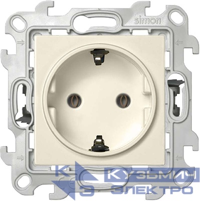 Розетка 1-м СП Simon 24 16А IP20 2P+E Push&Go без защ. шторок механизм сл. кость Simon 2420434-031