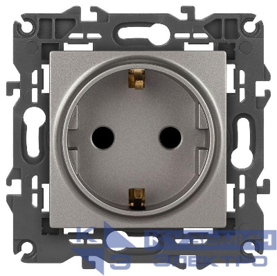 Розетка Elegance 14-2102-16 16А 250В 2P+E Schuko защ. шторки титан Эра Б0065806