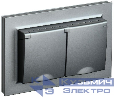 Розетка 2-м СП BRITE РСбш12-3-44-БрС 16А в сборе IP44 с крышкой сталь IEK BR-R26-16-44-K46-F