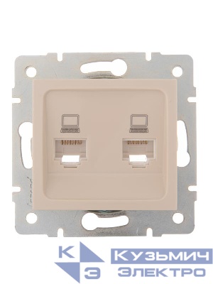 Розетка компьютерная 2-м СП Karina RJ45 механизм крем. LEZARD 707-0388-141