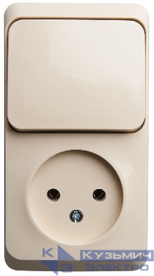 Блок ОП Этюд (1-м розетка без заземл. + 1-кл. выкл.) крем. SE BPA16-204K