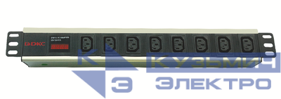 Блок розеток 8-м 10А IEC 60320 C13 для 19дюйм шкафов амперметр DKC R519IEC8AMC14