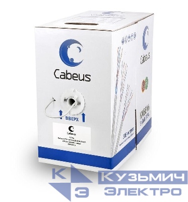 Кабель витая пара F/UTP кат.5E 4х2х24AWG solid LSZH нг(А)-HF FTP-4P-Cat.5e-SOLID-LSZH-GY сер. (уп.305м) Cabeus 10441c