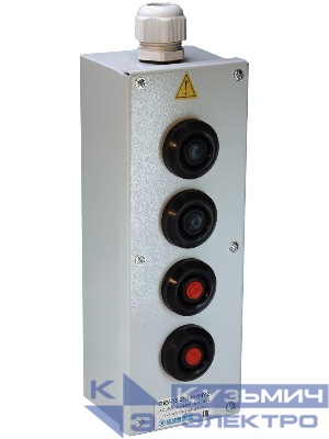 Пост кнопочный ПКУ 15-21.141-54 У2 (2хКЕ081/2 (1з+1р) черн. + 2хКЕ081/2 (1з+1р) красн. + PG-21) пост управления Электротехник ET054492