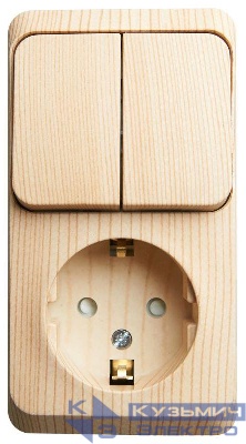 Блок ОП Этюд (1-м розетка с заземл. защ. шторки + 2-кл. выкл.) сосна SE BPA16-202D