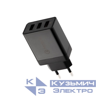 Устройство зарядное сетевое-переходник 3хUSB адаптер 30Вт черн. Rexant 18-2215