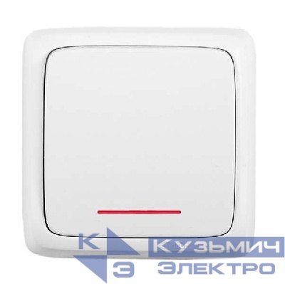 Переключатель 1-кл. ОП Альфа 10А IP20 250В с индикацией с изолир. пластиной бел. HEGEL ВА10-164