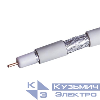 Кабель коаксиальный RG-6 CCS 1.02 (21проц.)/FPE/Al-Pet-Al Foil Unbonded/Al 64х0.12/PVC RW бел. (уп.100м) Net.On 109L