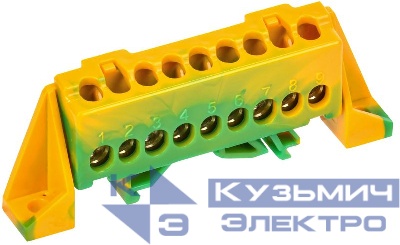 Шина PE "земля" в комб. изол. "Стойка" 6х9-9-ЖЗ TEKFOR IEK TF-NN10-09-DP-K52