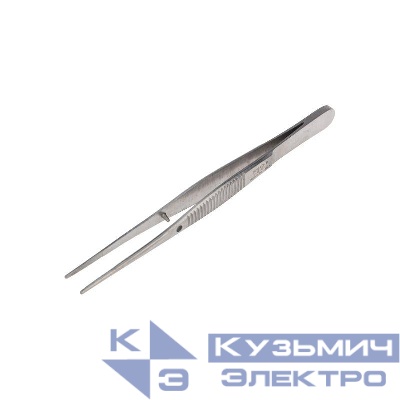 Пинцет прямой узкий рифленый 100мм SDS 12-0340