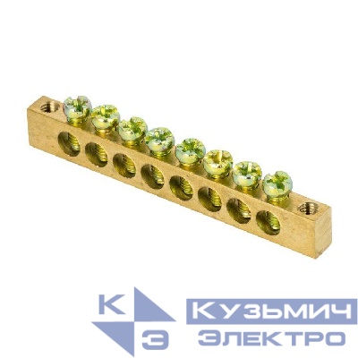 Шина PEN "ноль-земля" 6х9 8 отвер. латунь крепеж по краям PROxima EKF sn0-63-08-k