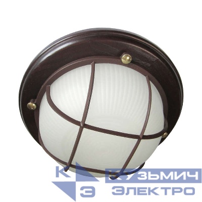 Светильник НПП 03-60-014 "Самарканд" 1302 IP65 кругл. малый матов./корпус с решеткой дерево венге (инд. упак.) Элетех 1005500977