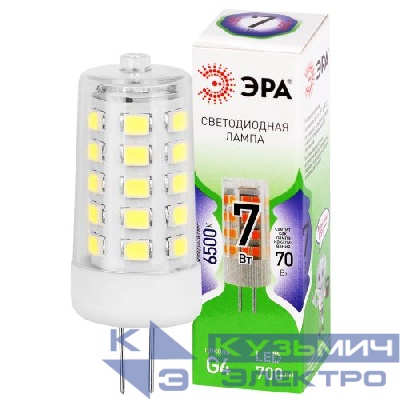 Лампа светодиодная GREEN LINE LED G4-JC-7W-865-12V GL G4 7Вт капсула 6500К холод. бел. Эра Б0067194