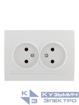 Розетка 2-м СП Deriy 16А IP20 без заземл. керамика бел./бел. LEZARD 702-0202-128