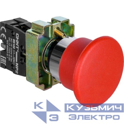 Кнопка управления "Грибок" NP2-BC42 d40мм (2) 1НЗ IP40 с самовозвратом без подсветки красн. CHINT 574846