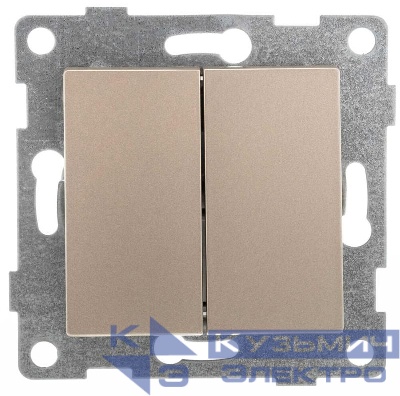 Выключатель 2-кл. СП Ugra 10А IP20 250В механизм шампань GUSI С11В2-027