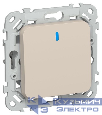 Выключатель 1-кл. СП FLITE ВС11-1-1-ФлЛ 10А с индикацией механизм льняной IEK FI-V10-1-10-1-K88