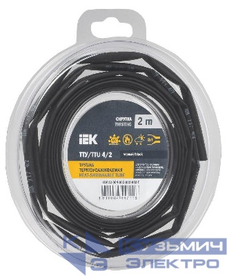 Трубка термоусадочная ТТУ нг-LS 4/2 черн. (уп.2м) IEK UDR12-004-002-002-K02-T