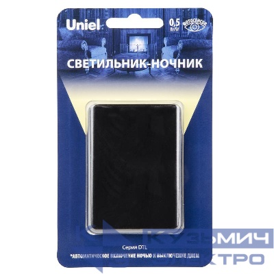 Светильник-ночник DTL-320 Прямоугольник/Black/Sensor с фотосенсором (день-ночь) черн. Uniel UL-00007222