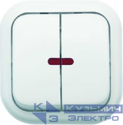 Выключатель 2-кл. ОП Валентина 10А IP20 А56-176 с индикацией бел. Кунцево 7636