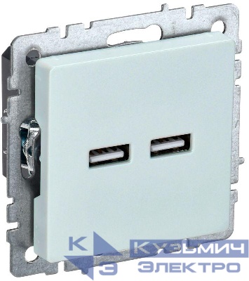 Розетка BRITE USB A+A 3.1А РЮ10-1-БрЖ механизм жемчуж. IEK BR-U21-D31-K36