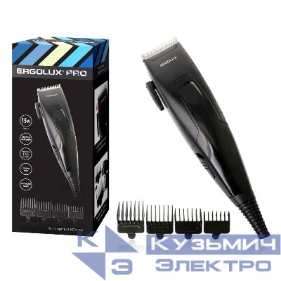 Машинка ELX-HC01-C48 для стрижки волос 15Вт 220-240В черн. Ergolux 13135